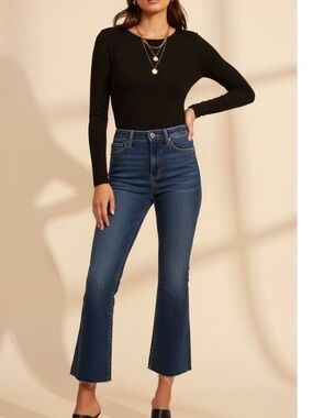 Flying Monkey Dark Indigo Straight Jeans with Raw Hem F4272